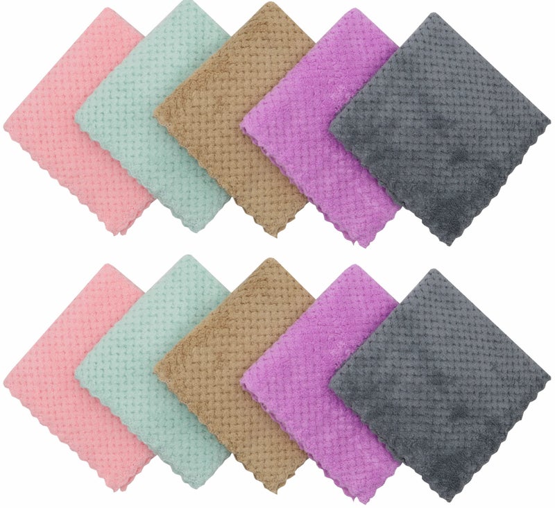 HFGBLG Microfiber Cleaning Cloth Lint Free Cleaning Rags, 10 Pack Fast Drying Dish Rags for Cleaning, Super Absorbent Kitchen Dish Cloths for Wash Dishes,12 in x 12 in, Mix Color - Image 2